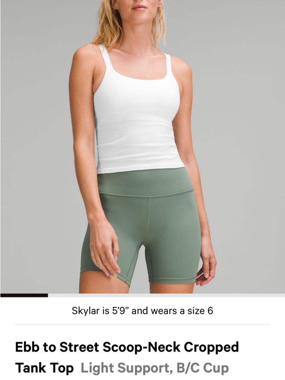 lululemon athletica White Scoop-Neck Cropped Tank Top